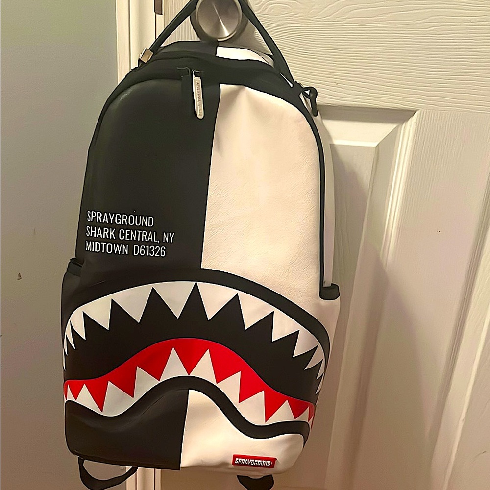 Sprayground Black and White Shark Mouth Backpack